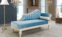 Cleopatra luxury chaise lounge blue velvet carved