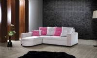 Cotton White and Pink Modern Small Sofa L shaped for small spaces