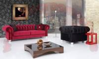 elegant chesterfield sofa set cherry and black velvet