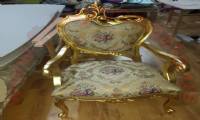 Elegant traditional chair design Wooden carved gold leaf luxury chair