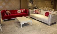 Emilia Luxury velvet chesterfield sofa Red and White New Style