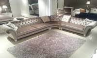 Glossy Silver Chesterfield Corner Sofa Traditional modern Design