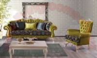 green yellow velvet sofa set retro living room