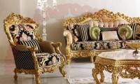 Handcraft Luxurious Classical Sofas Set Carved Gold Leaf
