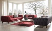 high end leather luxury sofa set sliced quilted designs red and gray