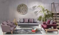 leather modern living room sofa set wooden leather luxury design