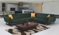 Leather Sectional sofa L shaped modern dark green range of colors textures and customizable options