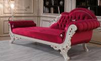 Luxury bedroom lounges curved carved chaise lounge velvet glossy