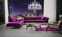 Luxury L sahped chesterfield sectional sofa Purple sofas with armchairs