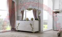 luxury mirrored chest of drawers white lacquer and Embossed texture Bedroom Furniture design