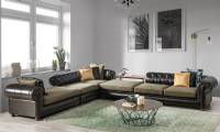 Luxury new style chesterfield corner sofa leather corner sofa
