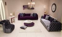 Luxury purple velvet chesterfield sofa set new style purple sofa design for living room