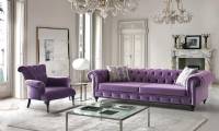 Medium Purple Chesterfield Sofa with chair for small spaces