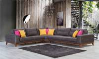 Modern farge leather fabric V Shape sectional sofa luxury elegance