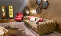 Modern quilted leather sofa Leather Living Room Sets