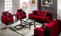 modern sofa set red fabric 4 pieces