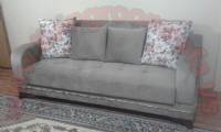 modern sofabed couch gray fabric