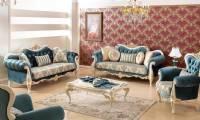 Modern Traditional Luxury Living Room Furniture Sofa Set Exposed Carved Wood Frames