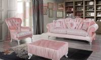 pink fabric retro living room sofa set