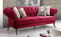 Pompano Beach Red velvet chesterfield couch loveseat