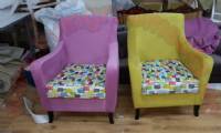 Purple and Yellow couple modern chairs unique designs