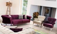 Purple velvet sofa set Purple and White velvet