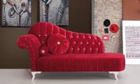 Red velvet chaise lounge quilted sliced bedroom lounges