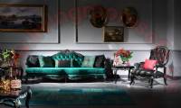 Regina luxurious 3 seats classic sofa green couch and armchair