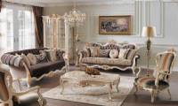 Traditional Luxury Living Room 4pc Sofa Set Carved Wood Trim Pillows Coffee table