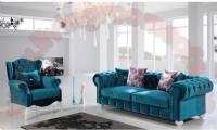turquoise velvet chesterfield sofa set