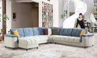U shaped modern corner sofa with beds and lounges