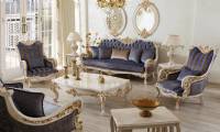 Vendome Victorian Luxury Living Room Sofa Set in Baroque Gold Patina