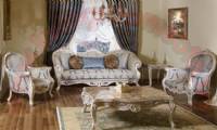 Vintage classical living room sofa set with marble coffe table