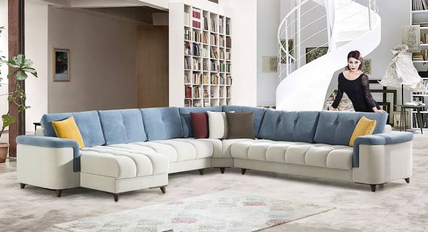 U shaped modern corner sofa with beds and lounges