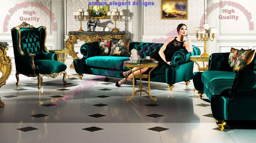 Velvet Luxurious Chesterfield Sofa Sets Classical Living Room Ideas