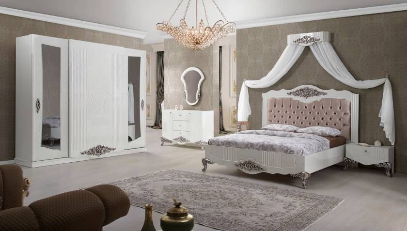 Victoria Luxury modern bedroom furniture white bedroom