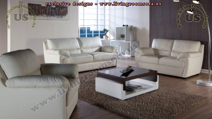 white leather modern sofa set design