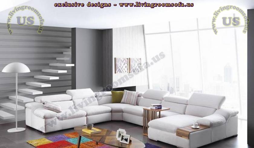 white modern sectional sofa design elegant living room