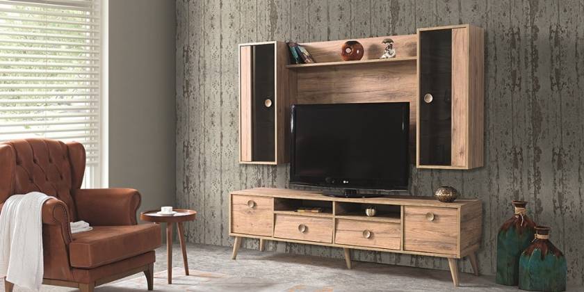 Wooden modern luxury TV Stand and Wall Unit Living Room furniture