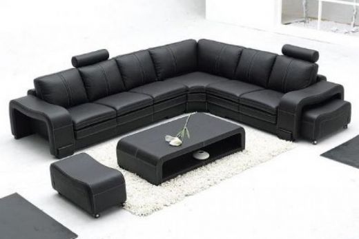 Black Leather Corner Sofa