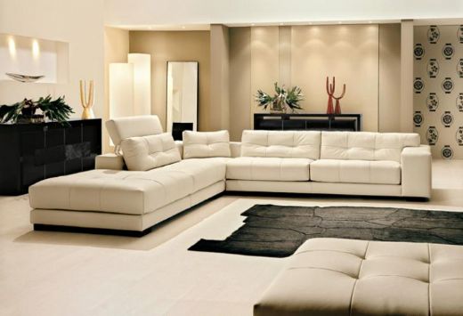 Leather Livingroom Sofa White Leather