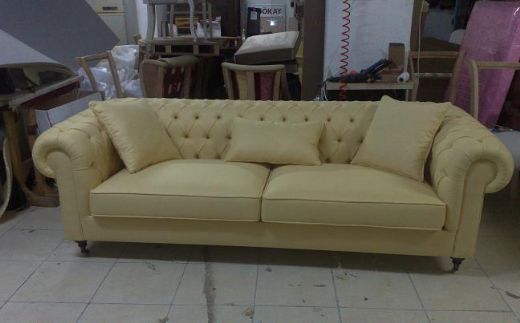 Leather Chesterfield Sofa, Yellow Leather