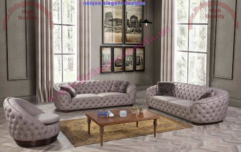 Linda Luxury Chesterfield Sofa Rounded Corners Leather handmade original quilting