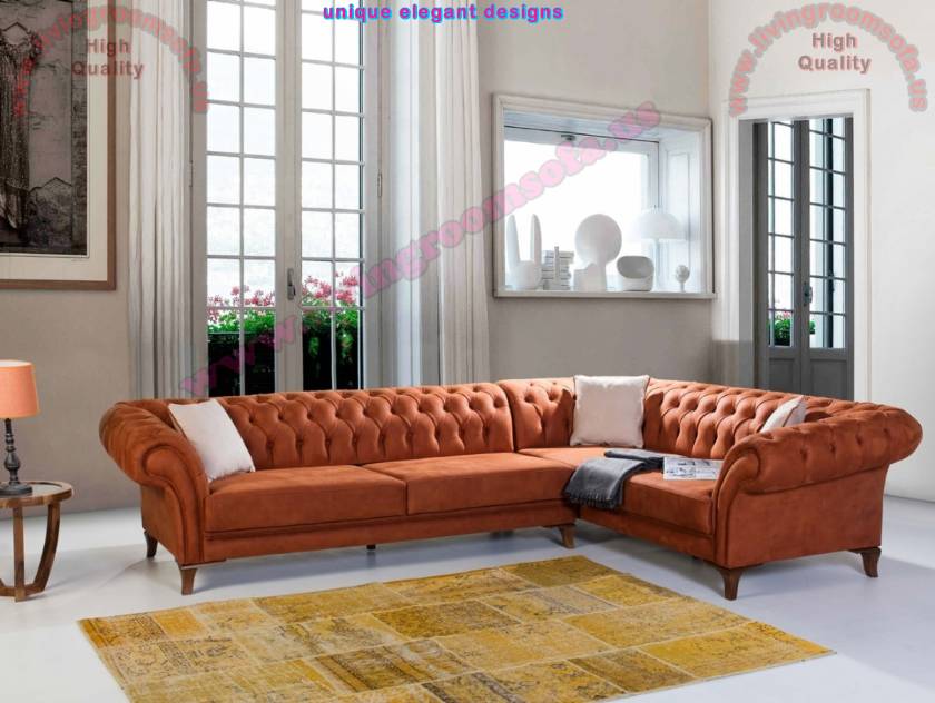 San Diego L Shaped Corner Sofa Quilted Chesterfield Sofas