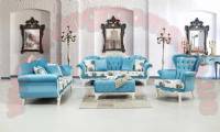 Blue Design Luxury Classic Living Room with Ottoman pouf