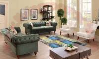 Green White Chesterfield Sofa Set Luxury Interior Design