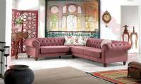 L Shaped Chesterfield Sofa Design Traditional Style modern nubuck