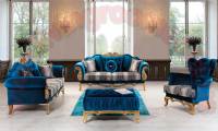 Traditional Luxury Living Room Sofa Design Velvet and Gold Leaf