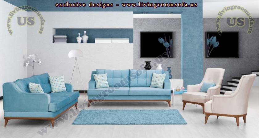 Ice Blue And White Harmony Modern Sofa Design