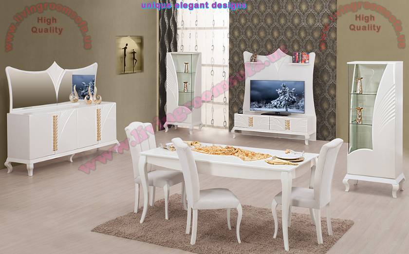 Modern Bright Pearl White Dining Room Sets